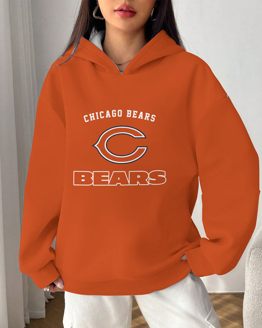 Chicago Bears Printed Hooded Pocket Pullover Hoodie AZBTPH000090