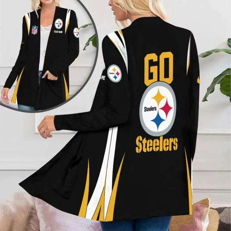 Pittsburgh Steelers Women Patch Pocket Cardigan BT160