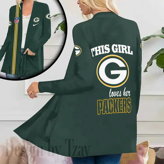 Green Bay Packers Women Patch Pocket Cardigan BT074