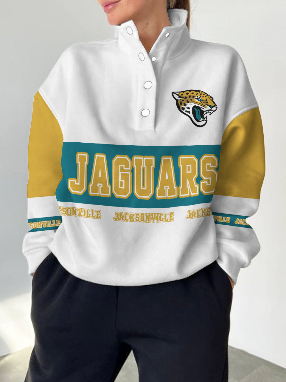 Jacksonville Jaguars Casual Colorful Stand Collar Sweatshirt AZBTSCSW000407