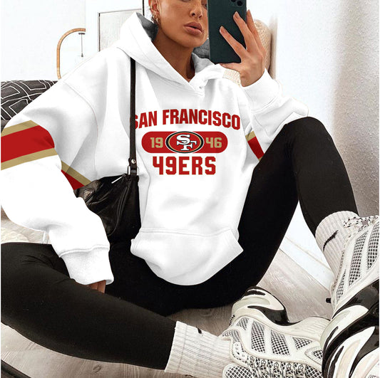 San Francisco 49ers Printed Hooded Pocket Pullover Hoodie AZBTPH000045