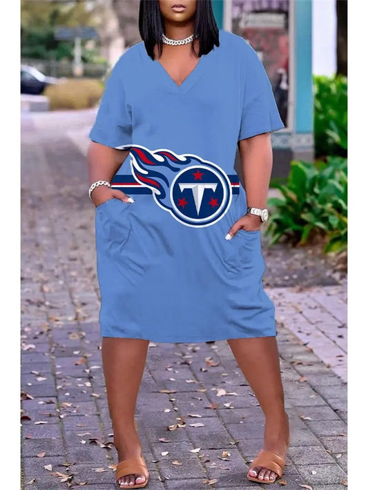 Tennessee Titans V-neck Casual Pocket Dress Limited Edition AZBTVCPD000178