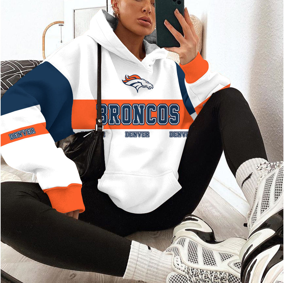 Denver Broncos Printed Hooded Pocket Pullover Hoodie AZBTPH000116