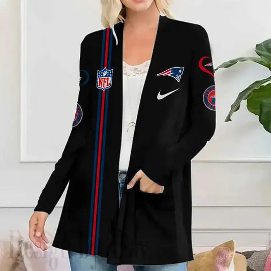 New England Patriots Women Patch Pocket Cardigan BT133