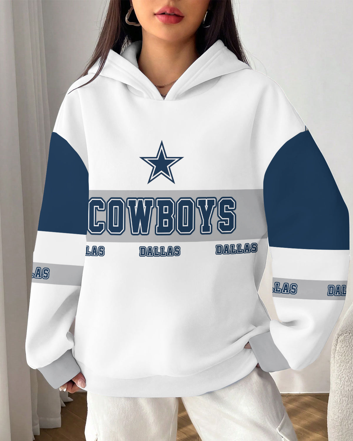 Dallas Cowboys Printed Hooded Pocket Pullover Hoodie AZBTPH000117