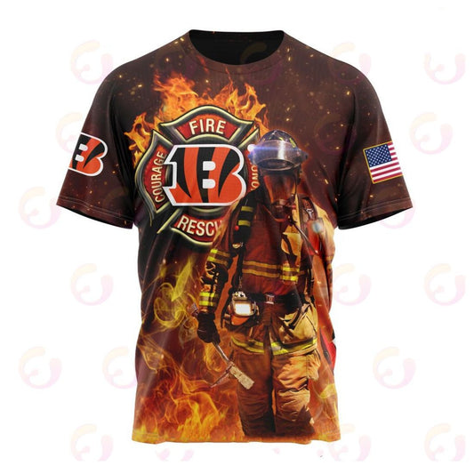 Cincinnati Bengals Honor Firefighters – First Responders All Over Printed T-shirt Sweatshirt Hoodie AZCHD830