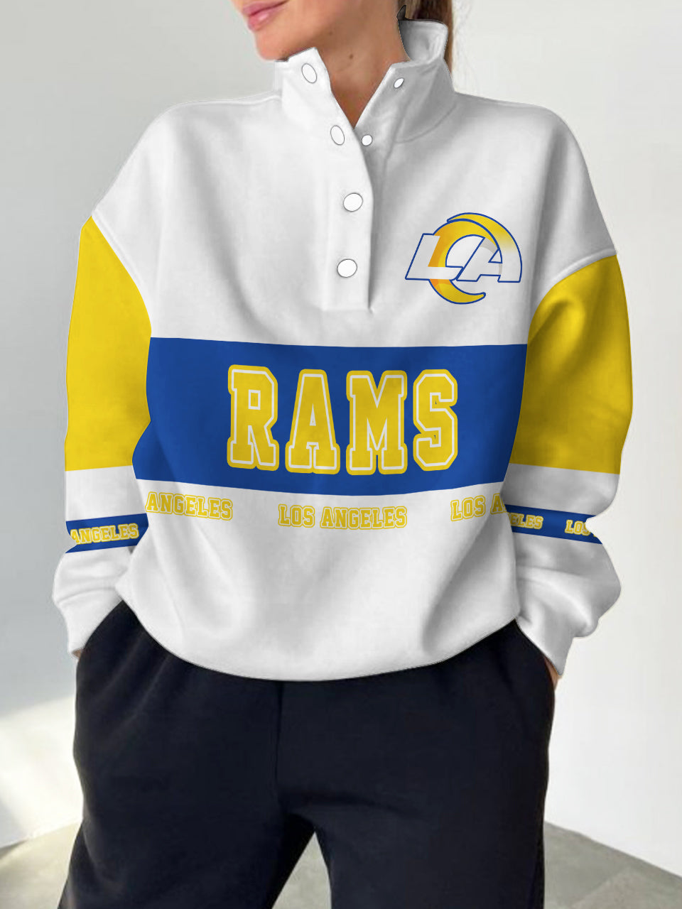 Los Angeles Rams Casual Colorful Stand Collar Sweatshirt AZBTSCSW000420