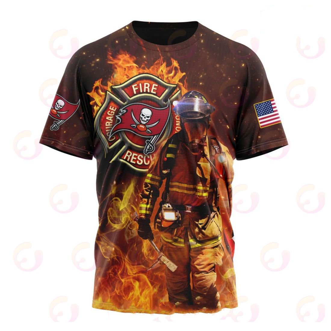 Tampa Bay Buccaneers Honor Firefighters – First Responders All Over Printed T-shirt Sweatshirt Hoodie AZCHD853