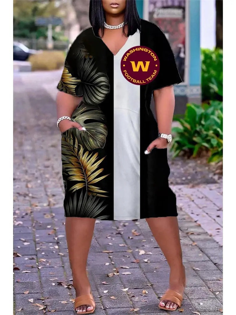 Washington Football Team V-neck Casual Pocket Dress Limited Edition AZBTVCPD000273