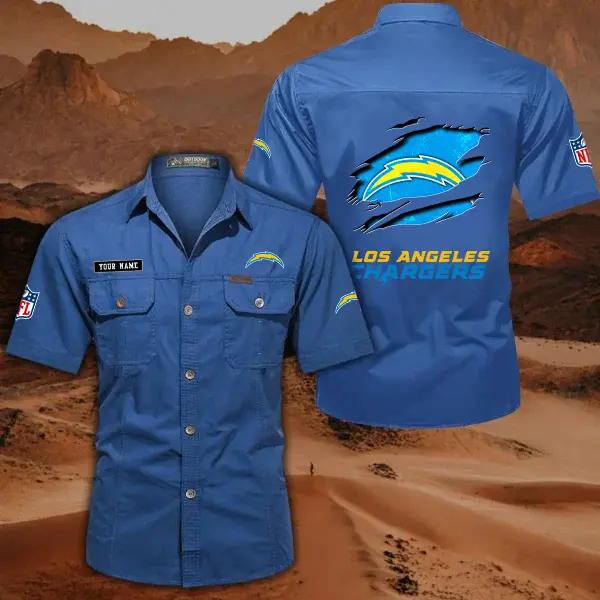 Los Angeles Chargers Men’s Short Sleeve Cargo Shirts New 2025 AZBT2DCGS000018