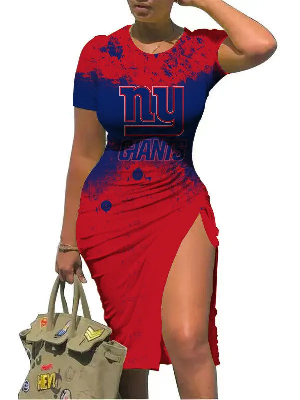New York Giants Slit Bodycon Dress  AZBTSBD000080