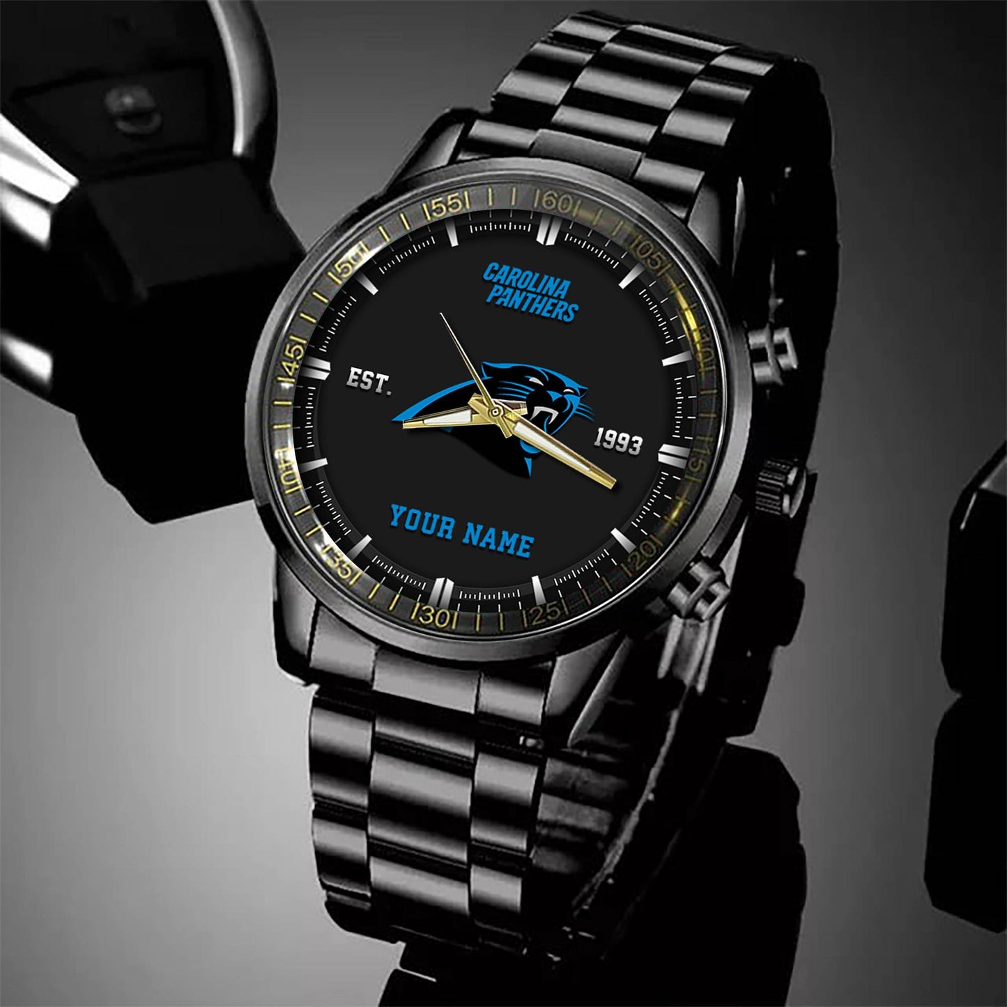 Carolina Panthers Black Fashion Watch Gifts For Sport Fans AZWATCH059