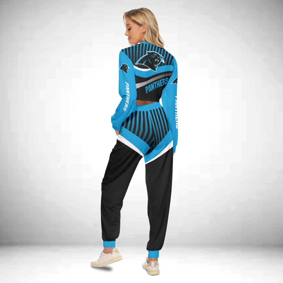 Carolina Panthers Crop Sweatshirt Suit 49
