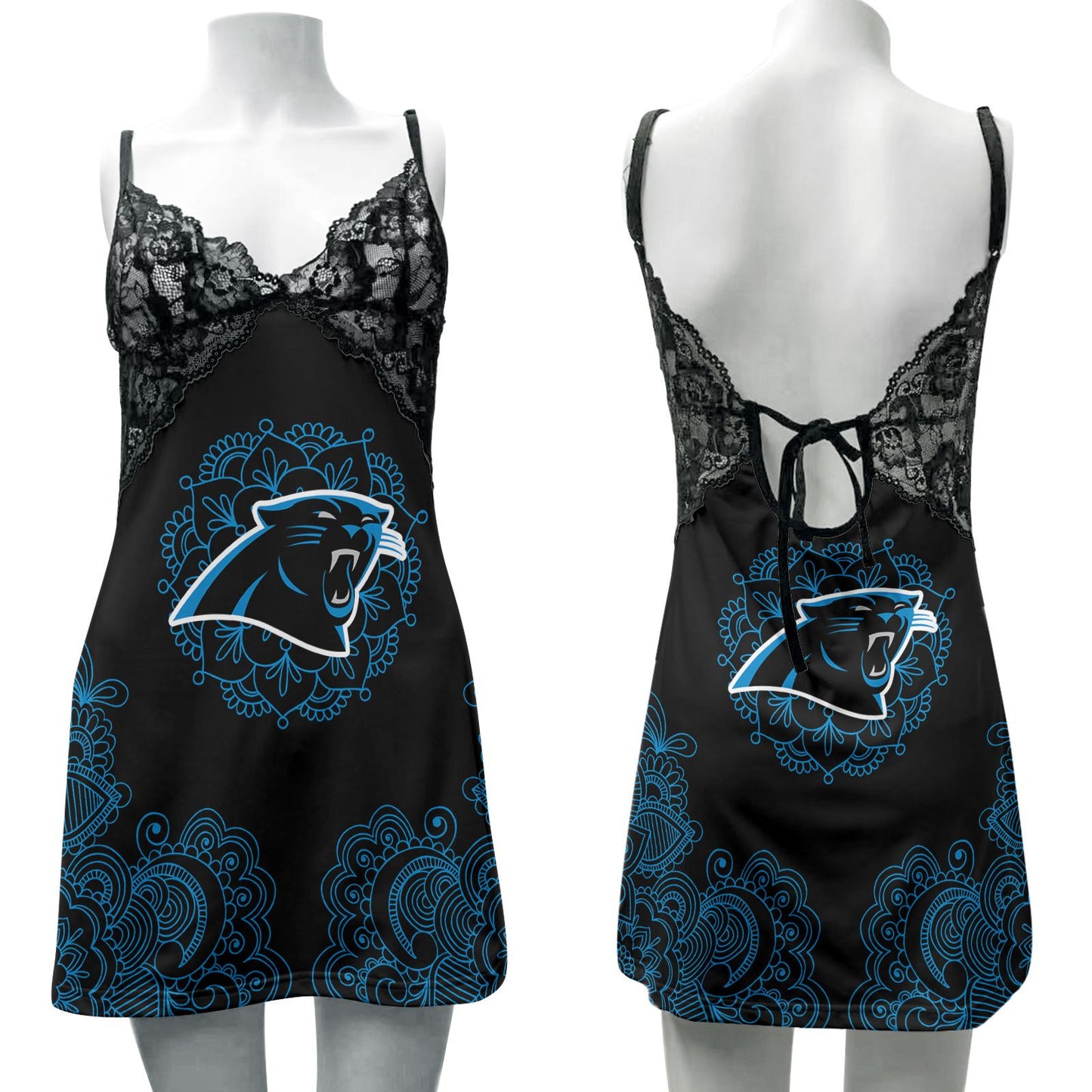 Carolina Panthers Lace Back Strap Slip Dress 216