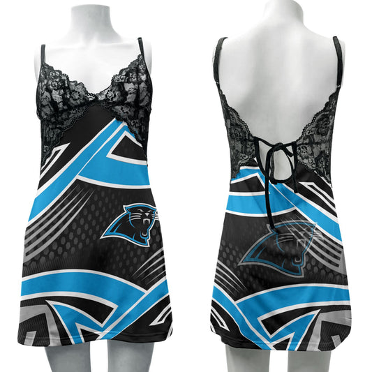 Carolina Panthers Lace Back Strap Slip Dress 298