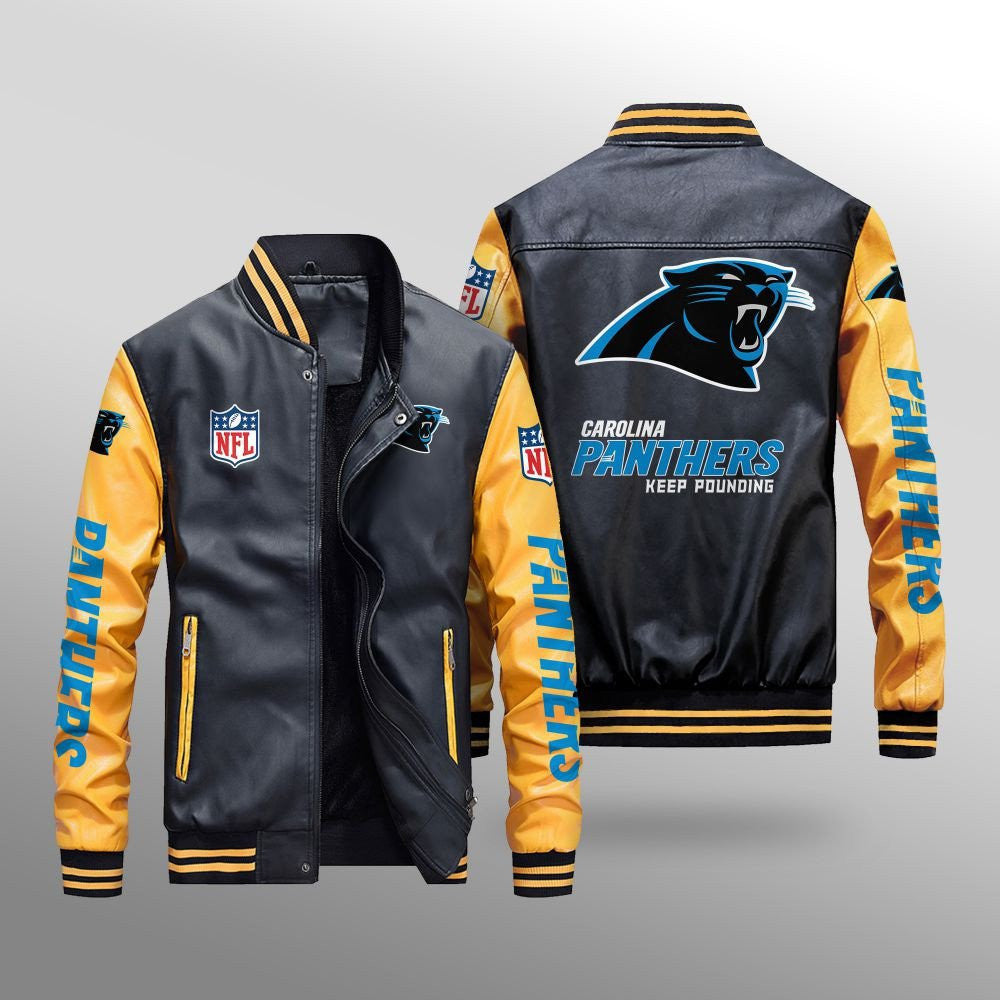 Carolina Panthers Leather Bomber Jacket BG37