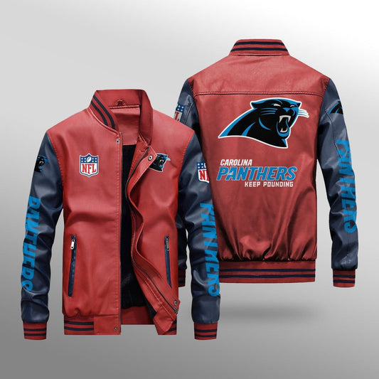 Carolina Panthers Leather Bomber Jacket BG37