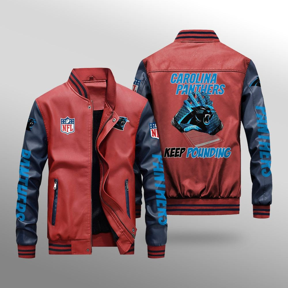 Carolina Panthers Leather Bomber Jacket BG43