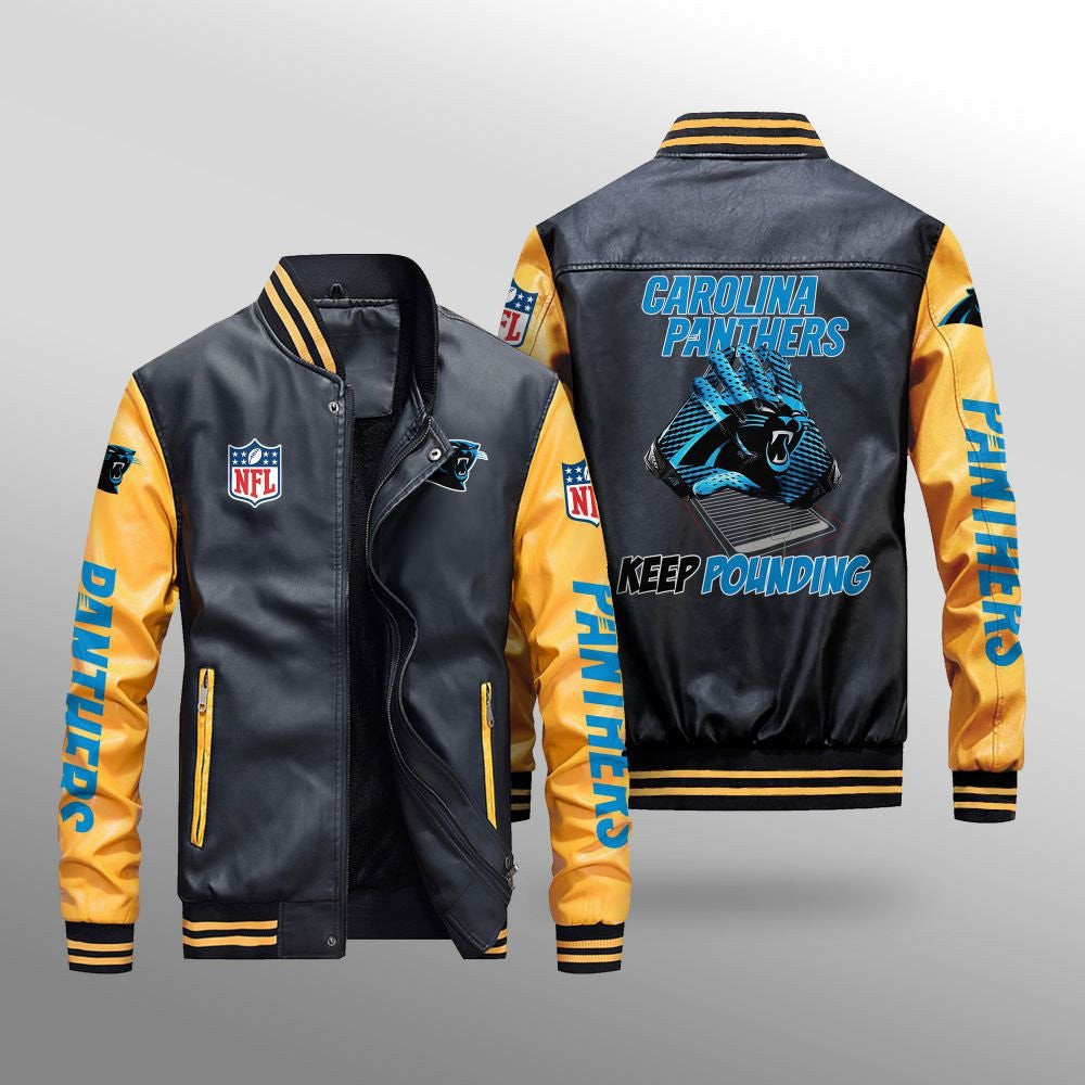 Carolina Panthers Leather Bomber Jacket BG43