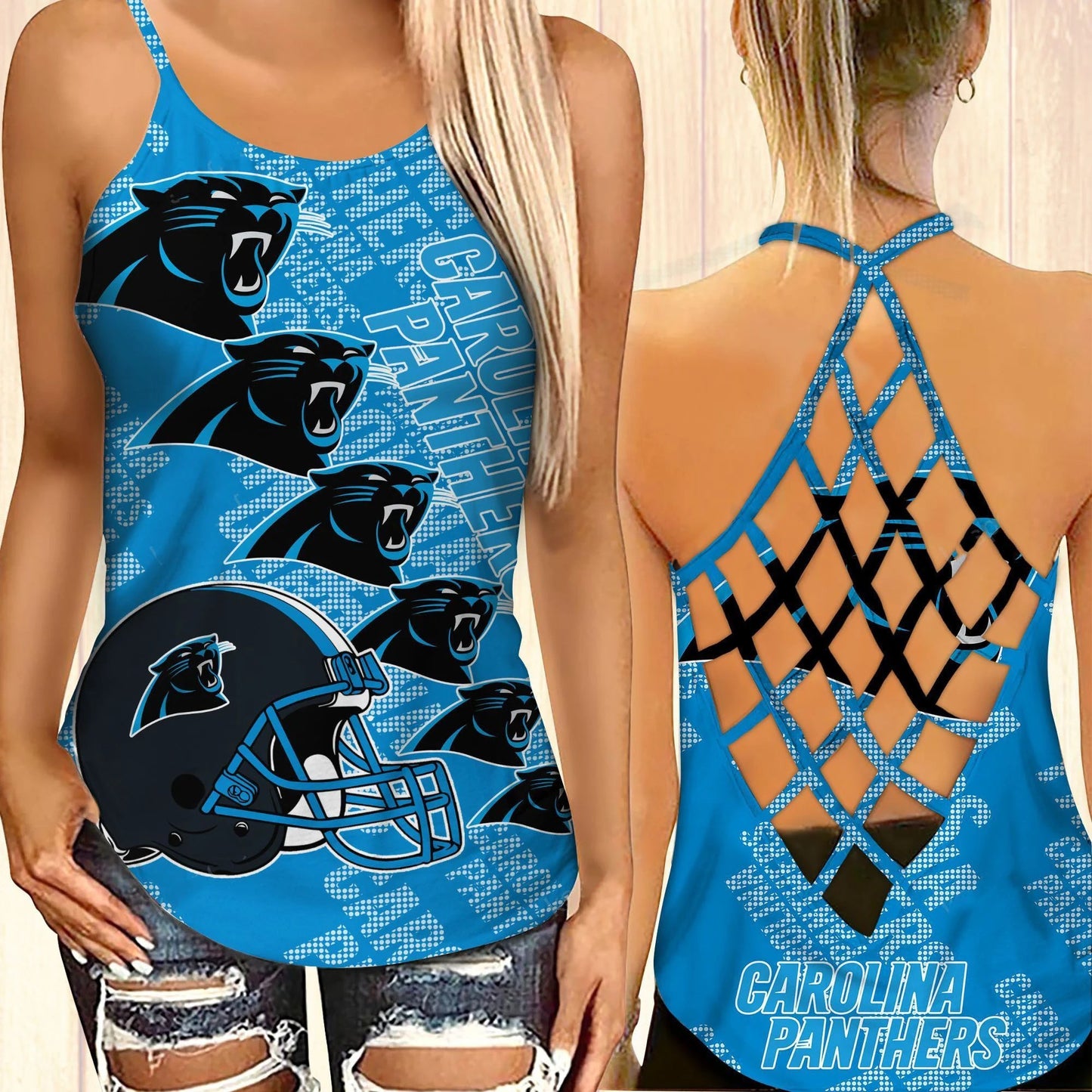Carolina Panthers Leggings And Cross Tank Top BG04