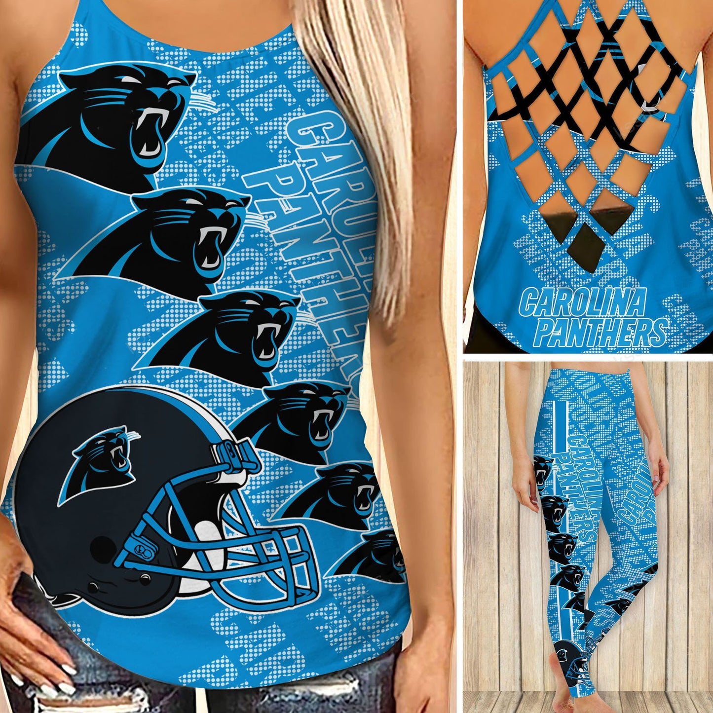 Carolina Panthers Leggings And Cross Tank Top BG04