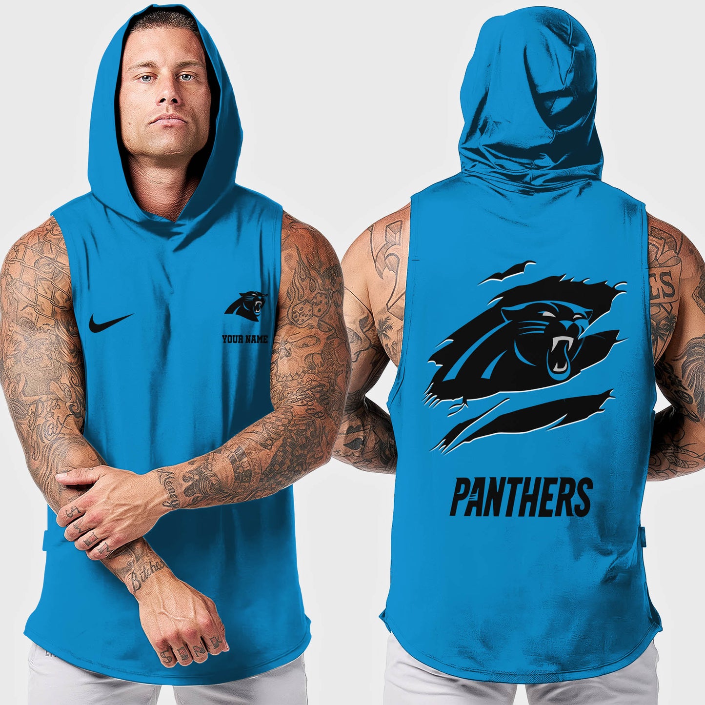 Carolina Panthers Men Workout Hooded Tank Top AZMGSH005