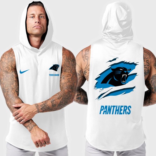 Carolina Panthers Men Workout Hooded Tank Top AZMGSH005