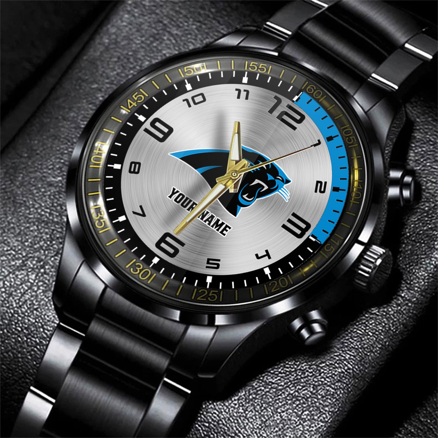 Carolina Panthers Black Fashion Watch Gifts For Sport Fans AZWATCH005