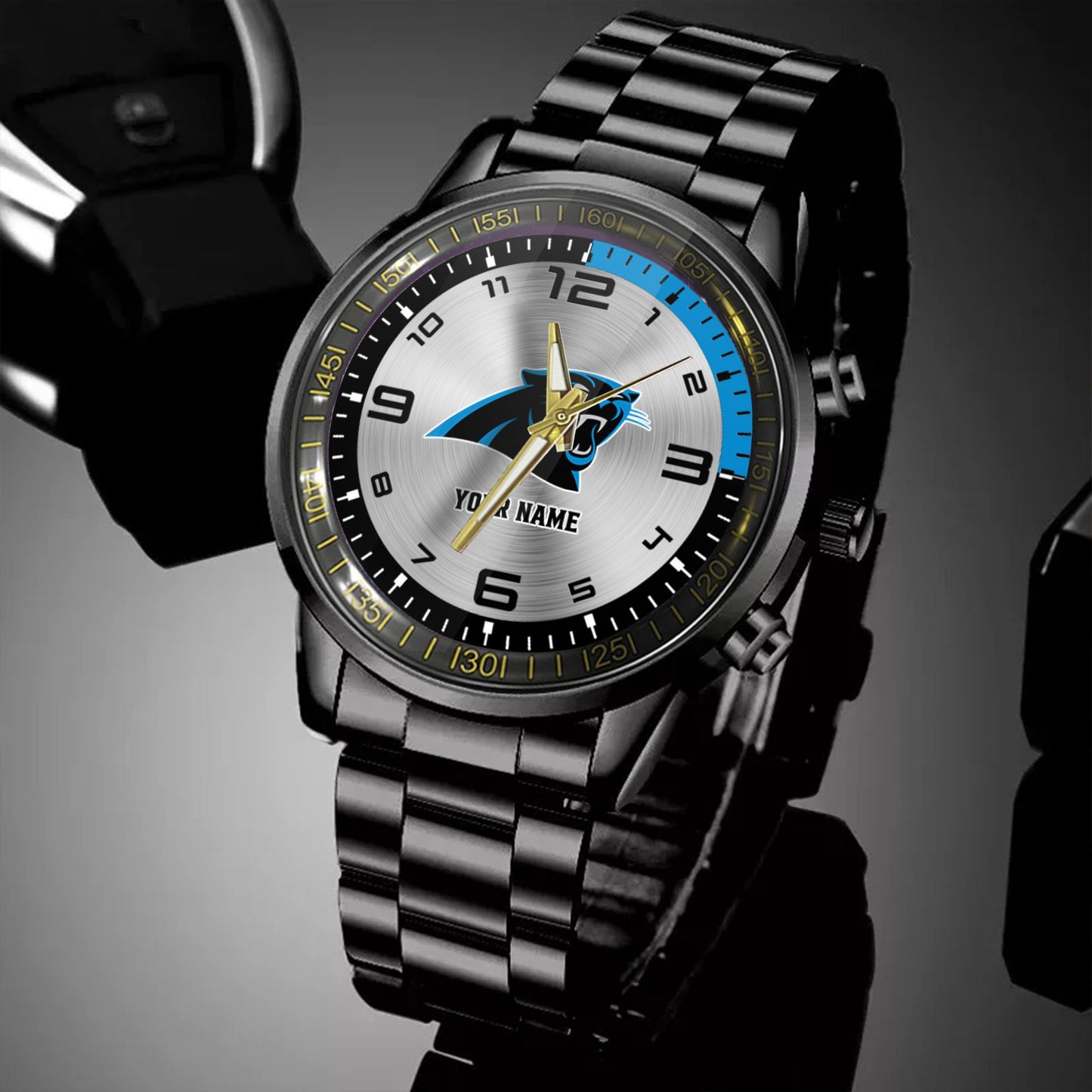 Carolina Panthers Black Fashion Watch Gifts For Sport Fans AZWATCH005