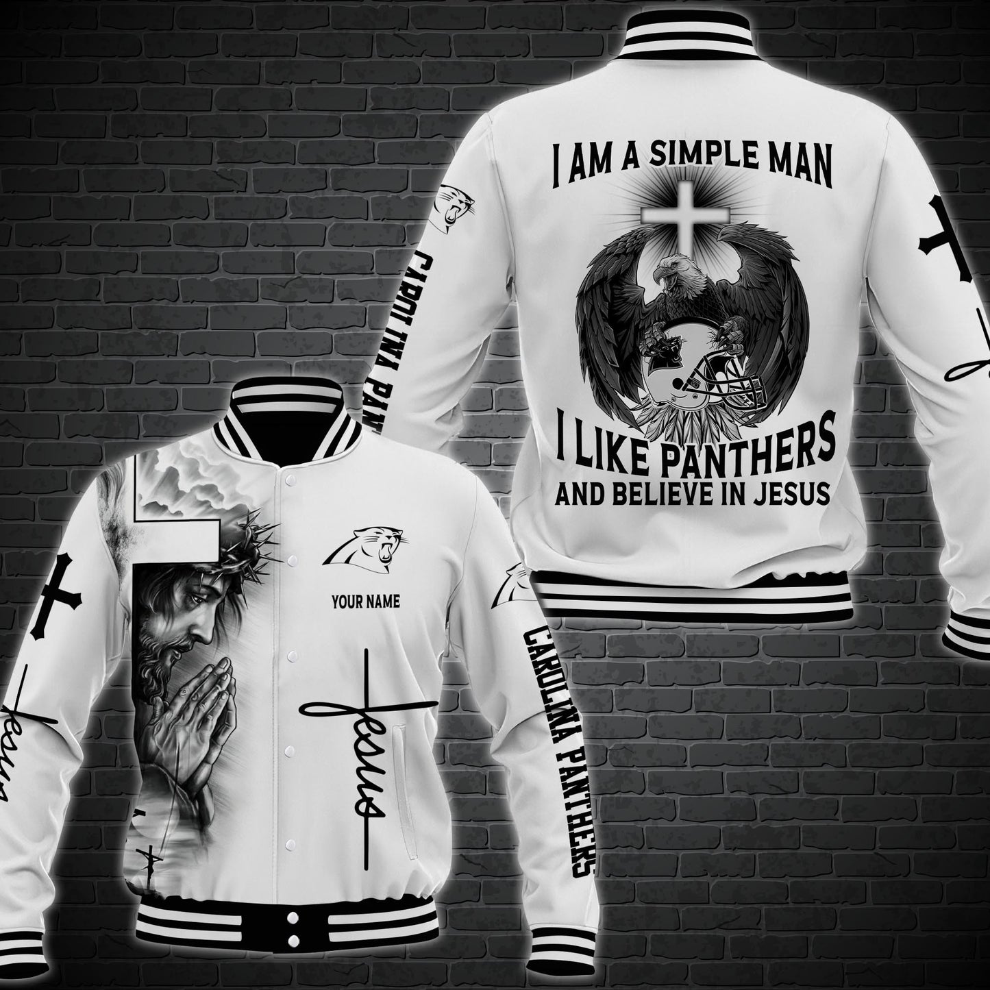 Carolina Panthers Personalized Baseball Jacket 62