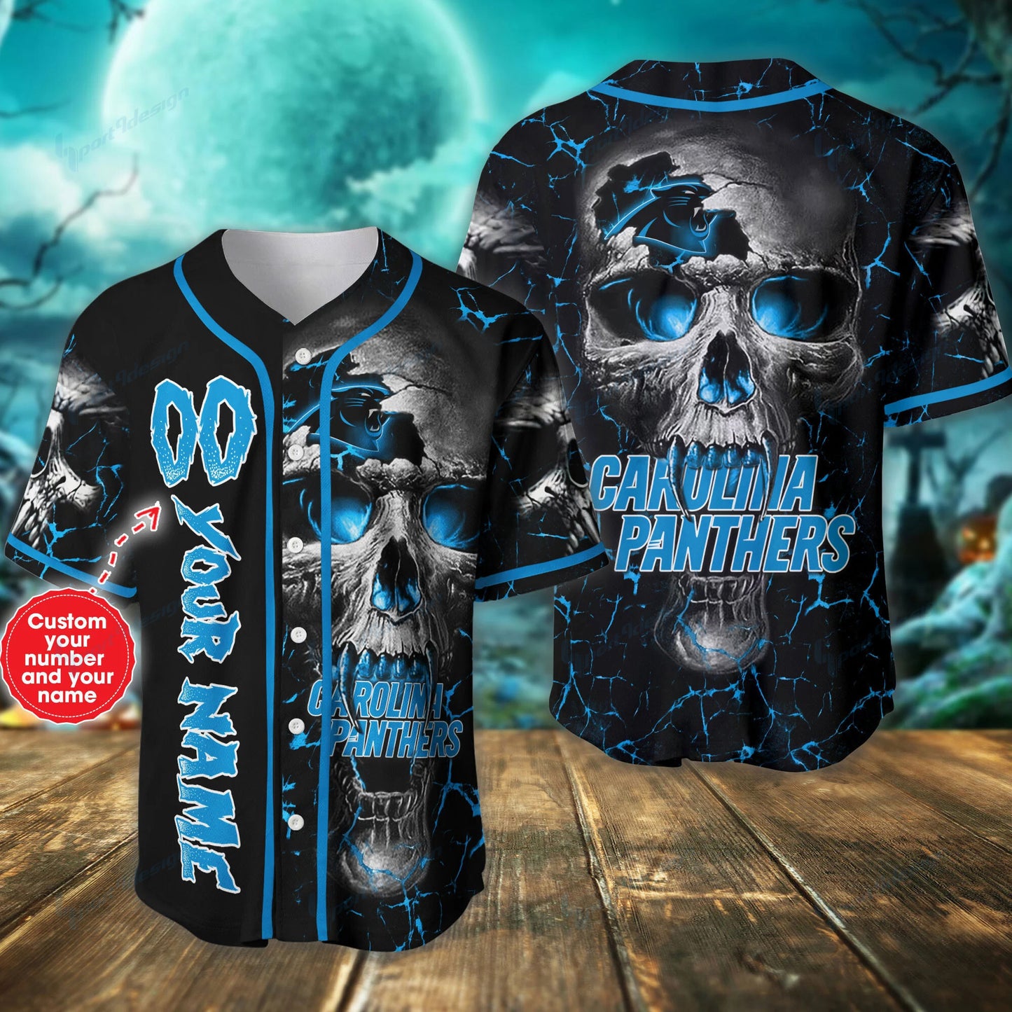 Carolina Panthers Personalized Baseball Jersey BG315