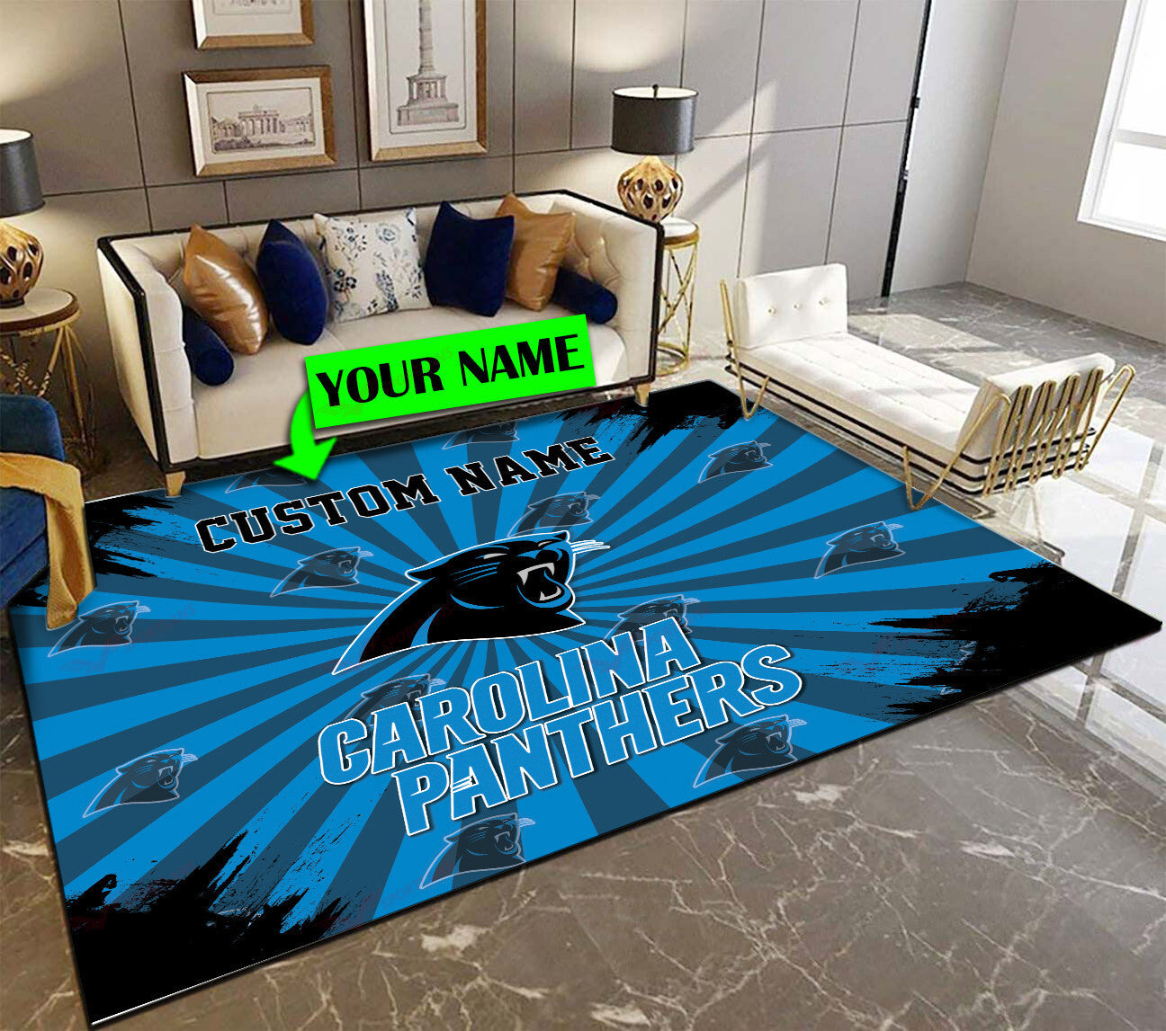 Carolina Panthers Personalized Premium Rectangle Rug 45