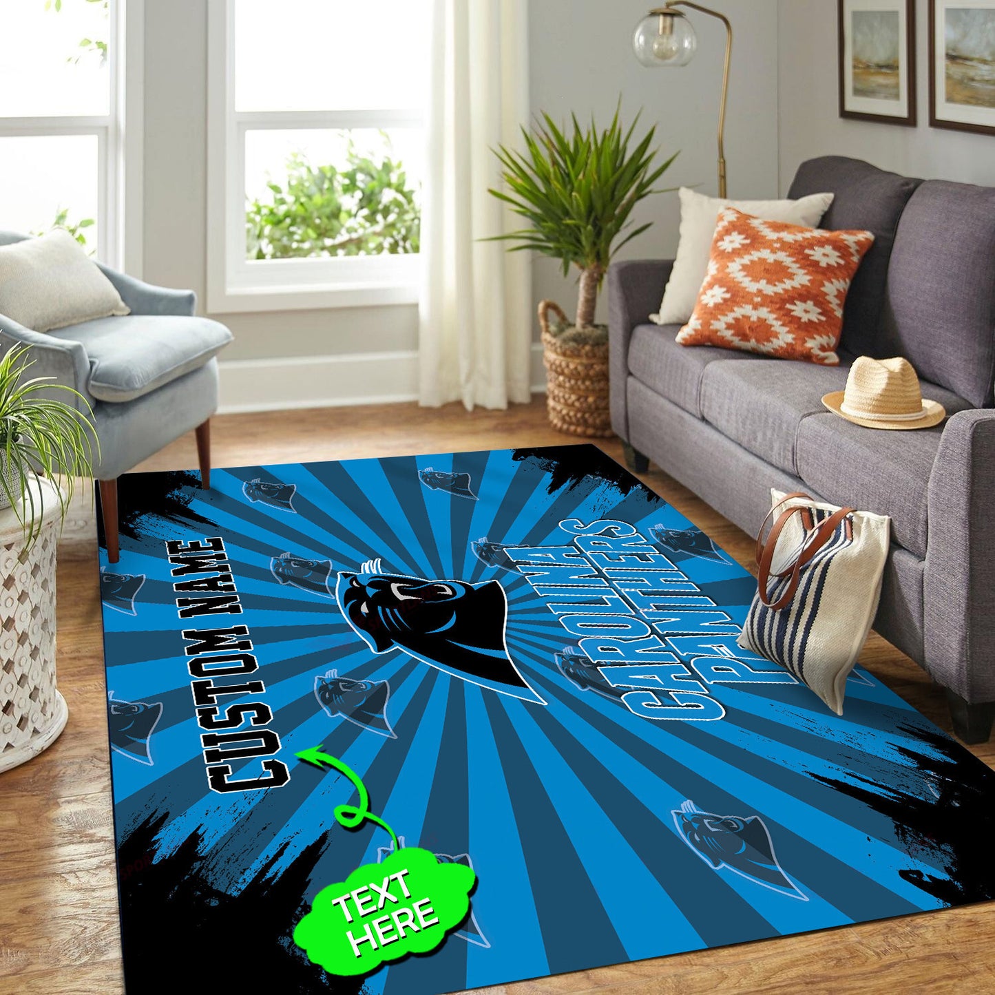 Carolina Panthers Personalized Premium Rectangle Rug 45