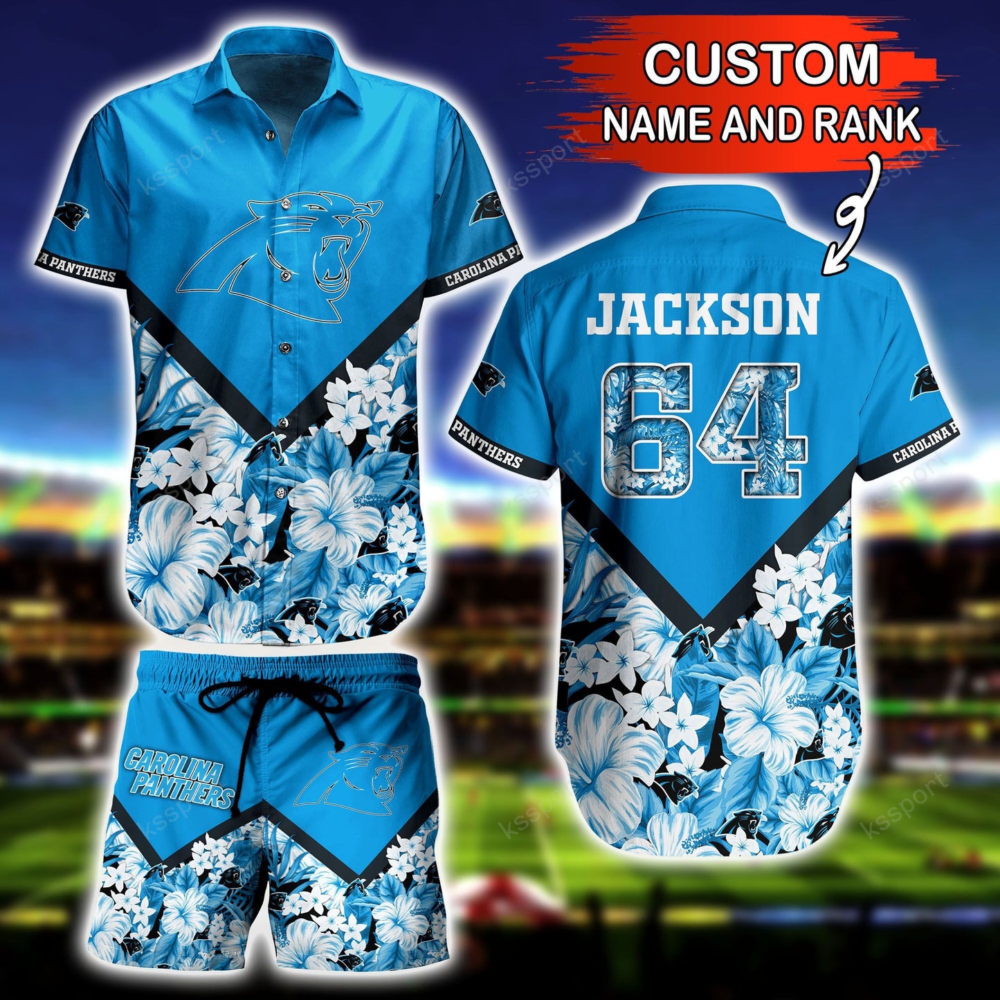 Carolina Panthers Personalized Shirt and Shorts BG273