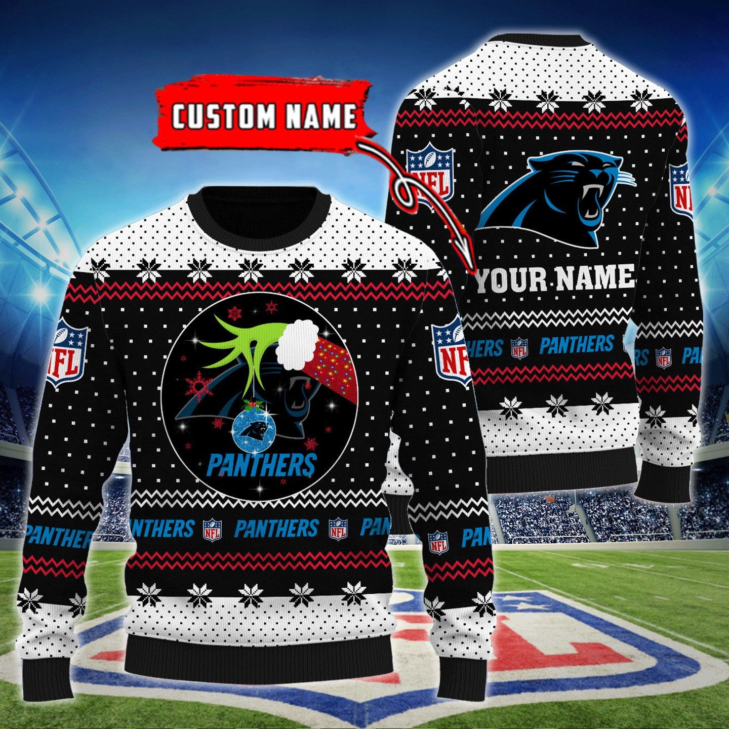 Carolina Panthers Personalized Woolen Sweater BG39