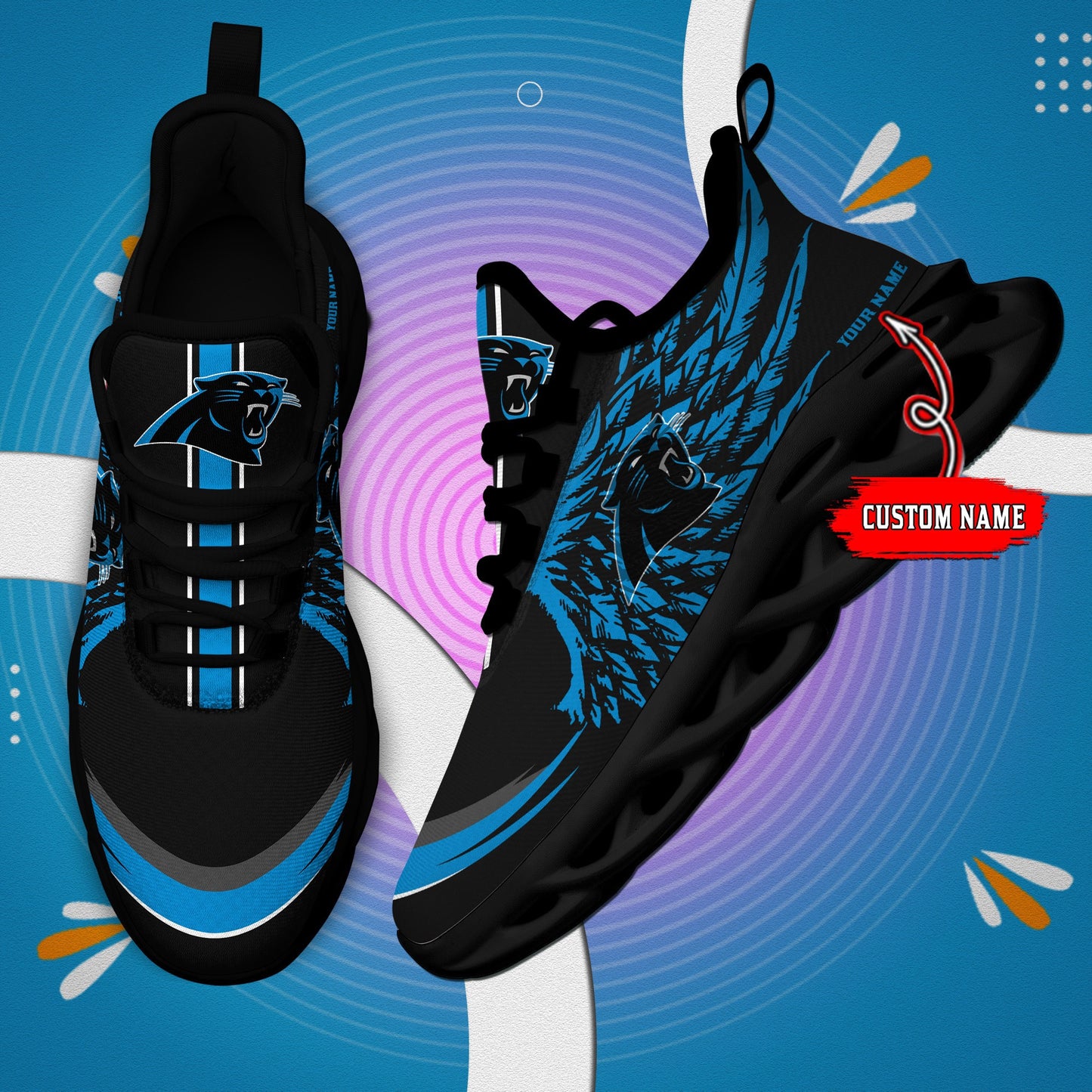 Carolina Panthers Personalized Yezy Running Sneakers BB658