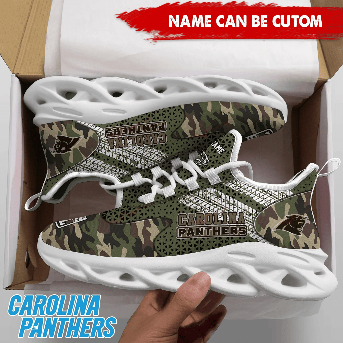 Carolina Panthers Personalized Yezy Running Sneakers SPD594