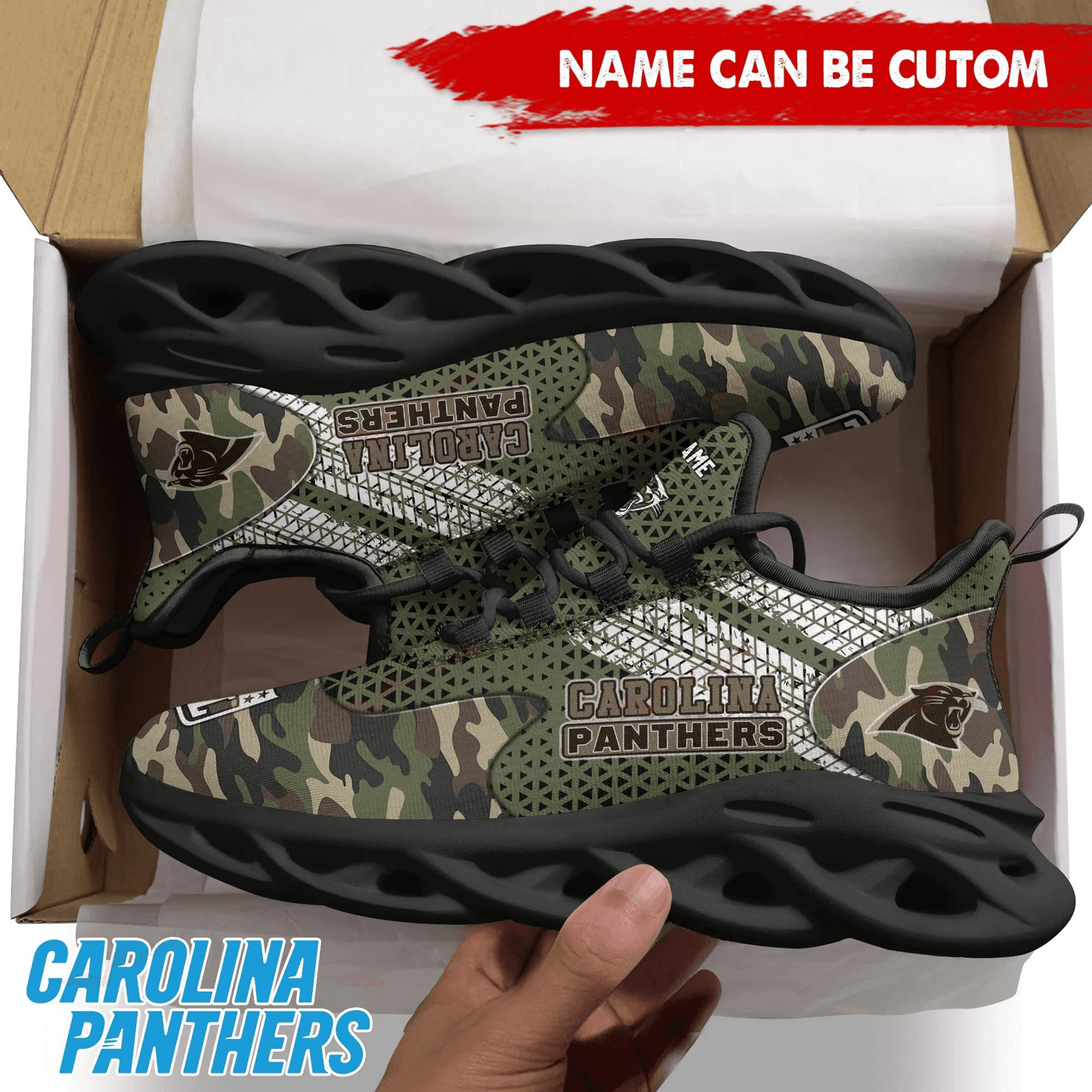 Carolina Panthers Personalized Yezy Running Sneakers SPD594