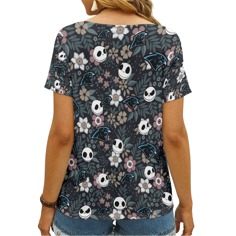 Carolina Panthers Summer V-neck Women T-shirt