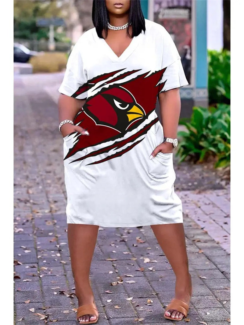 Arizona Cardinals V-neck Casual Pocket Dress Limited Edition AZBTVCPD000159
