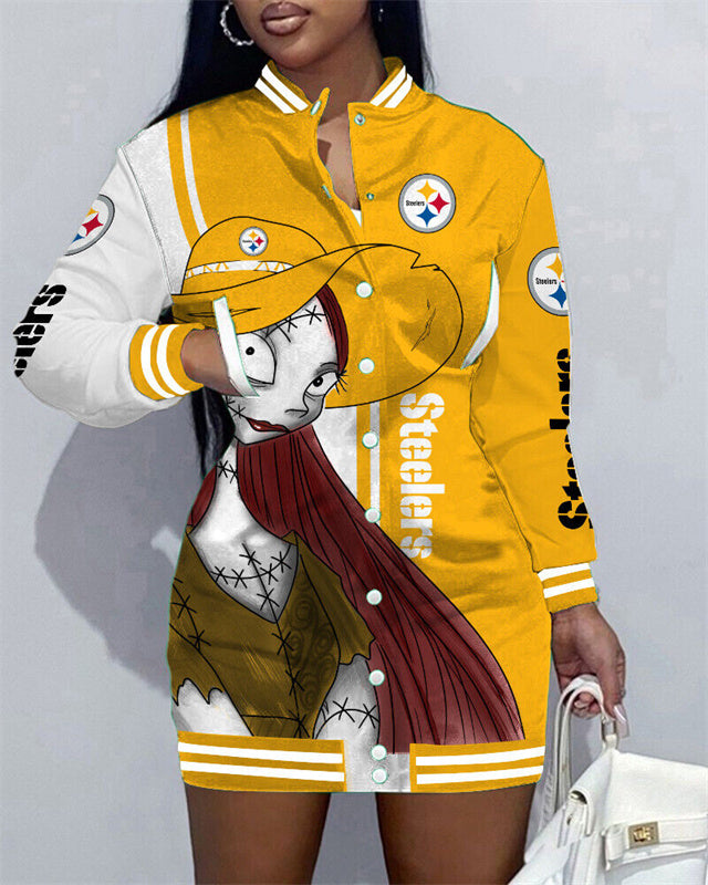 Pittsburgh Steelers Women Button Down Jacket Dress AZBTBDJD000269