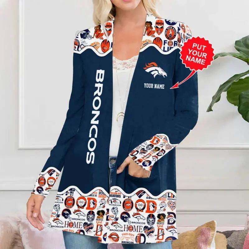 Denver Broncos Women Patch Pocket Cardigan BT059