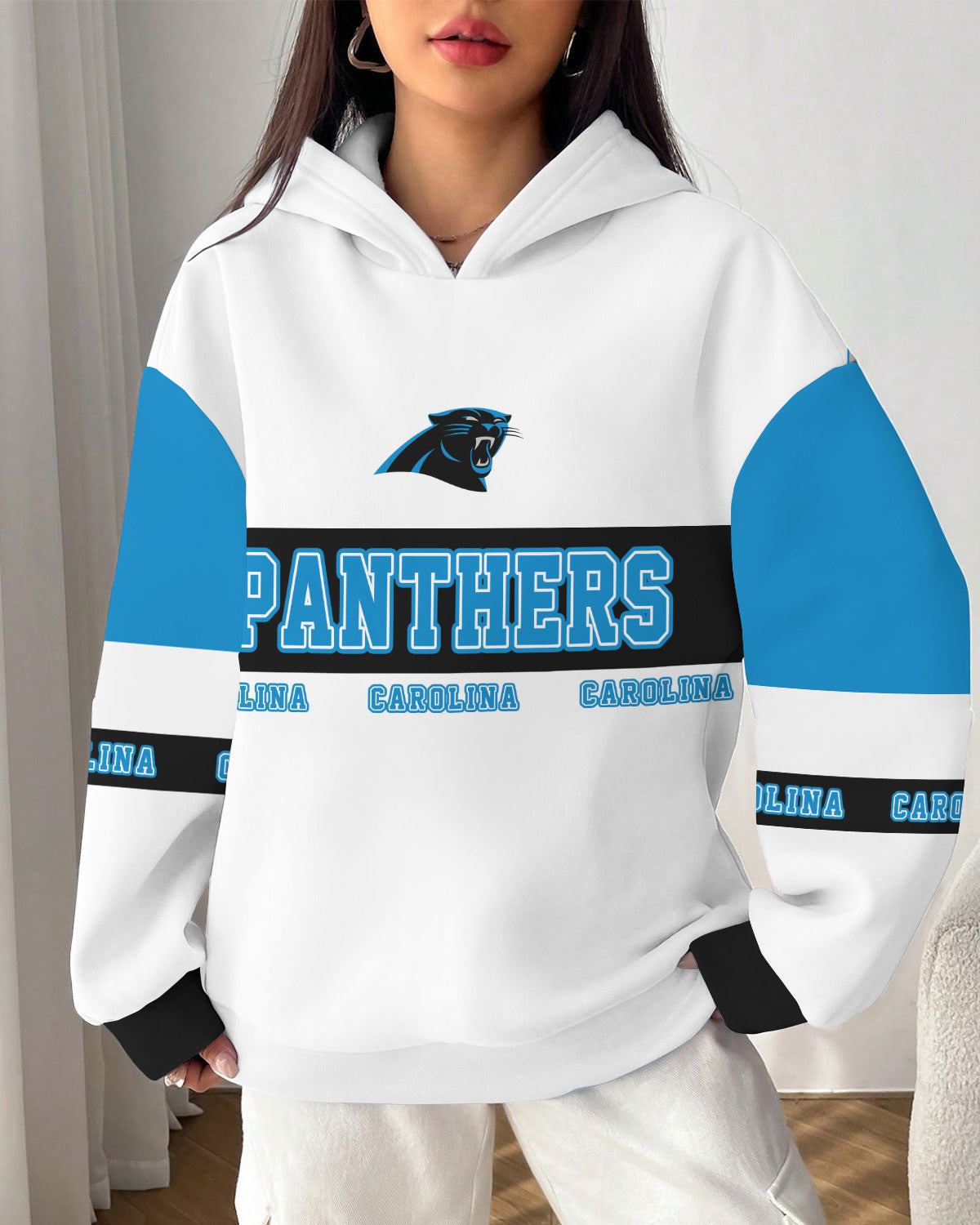 Carolina Panthers Printed Hooded Pocket Pullover Hoodie AZBTPH000123
