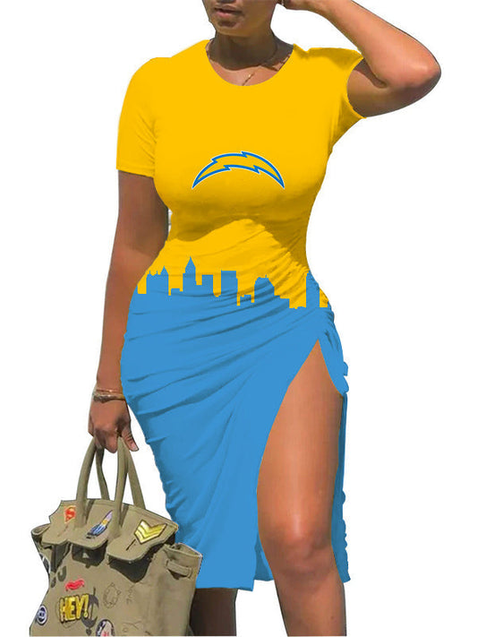 Los Angeles Chargers Slit Bodycon Dress  AZBTSBD000029
