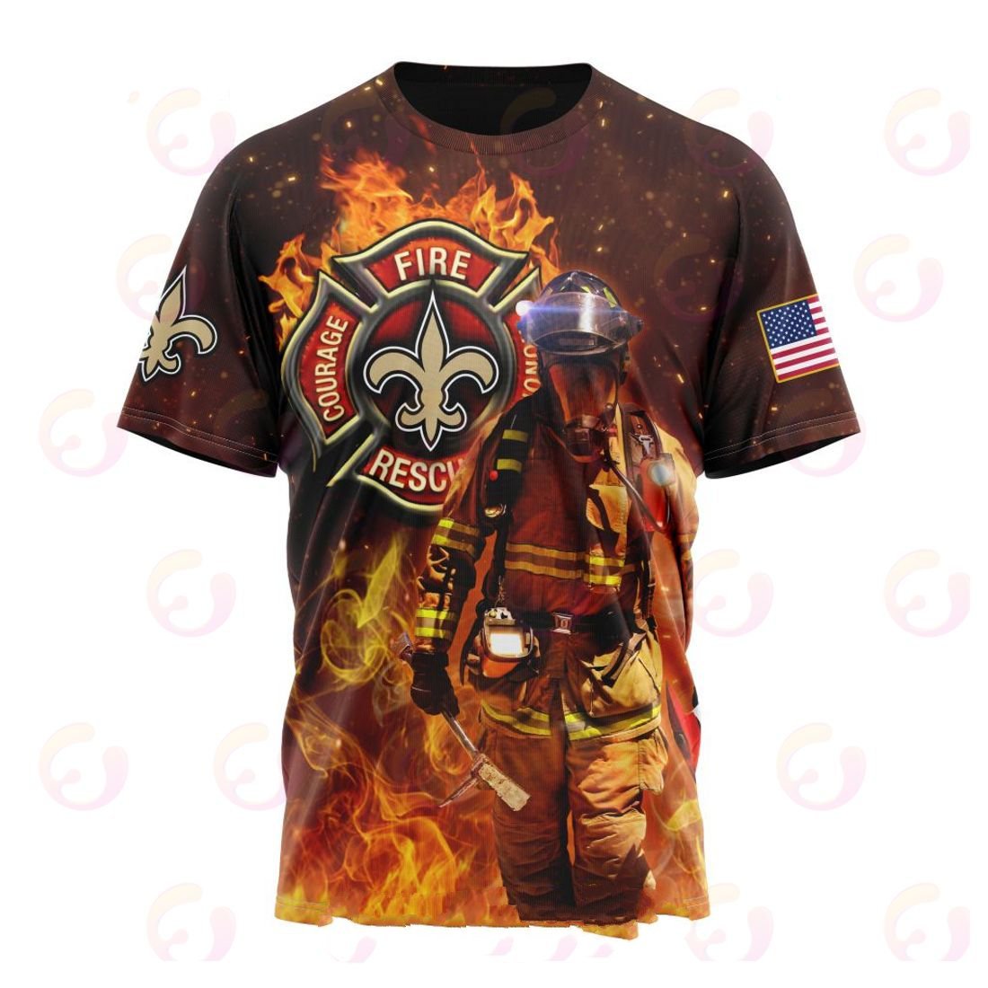 New Orleans Saints Honor Firefighters – First Responders All Over Printed T-shirt Sweatshirt Hoodie AZCHD846