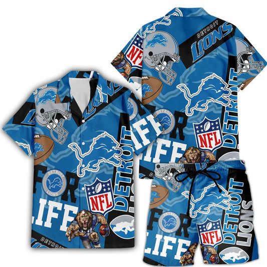 Detroit Lions Custom Limited Edition For Life Hawaiian Shirt and Shorts AZHAHWSS000261
