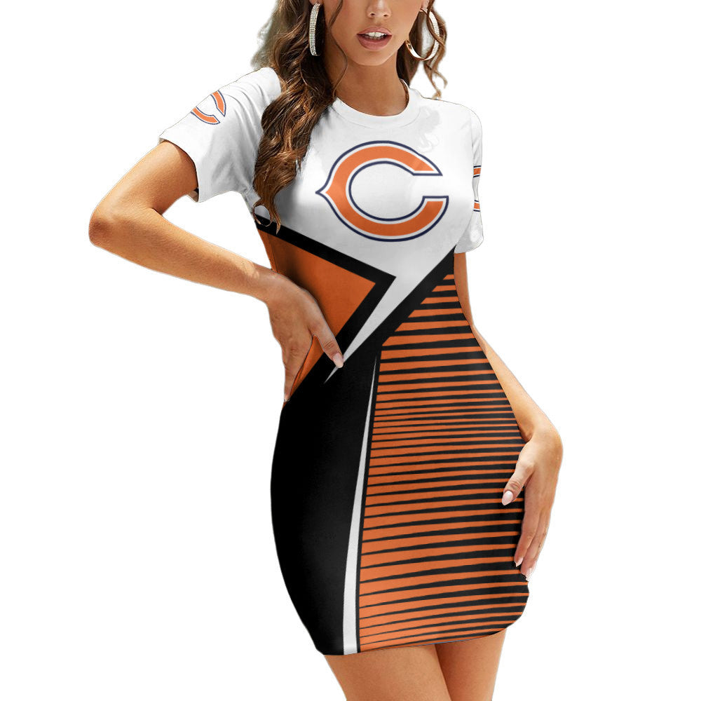 Chicago Bears Casual Short Sleeve Bodycon Mini Dress BG128