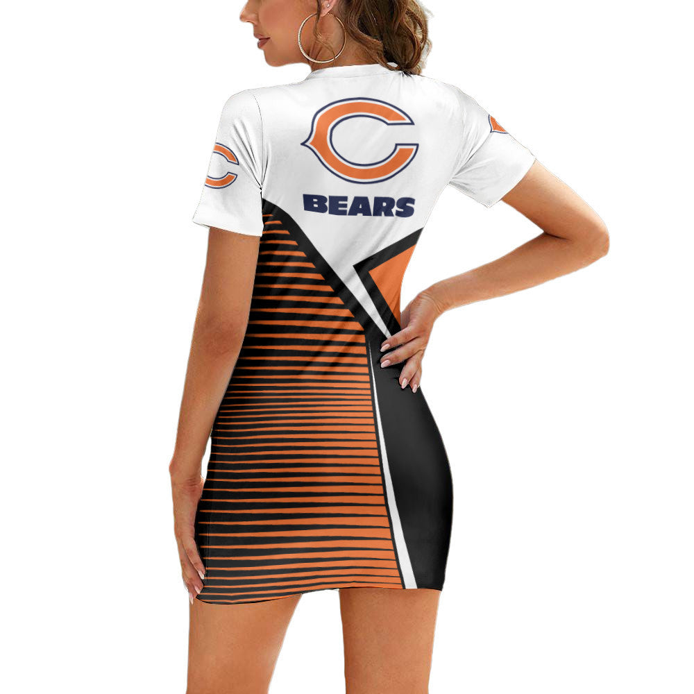 Chicago Bears Casual Short Sleeve Bodycon Mini Dress BG128
