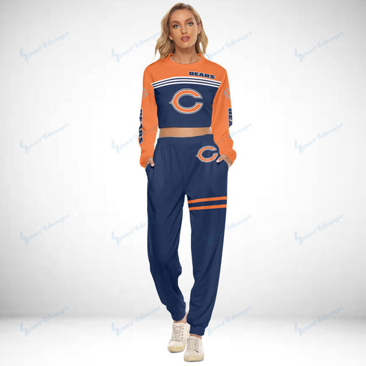 Chicago Bears Crop Sweatshirt Suit 9