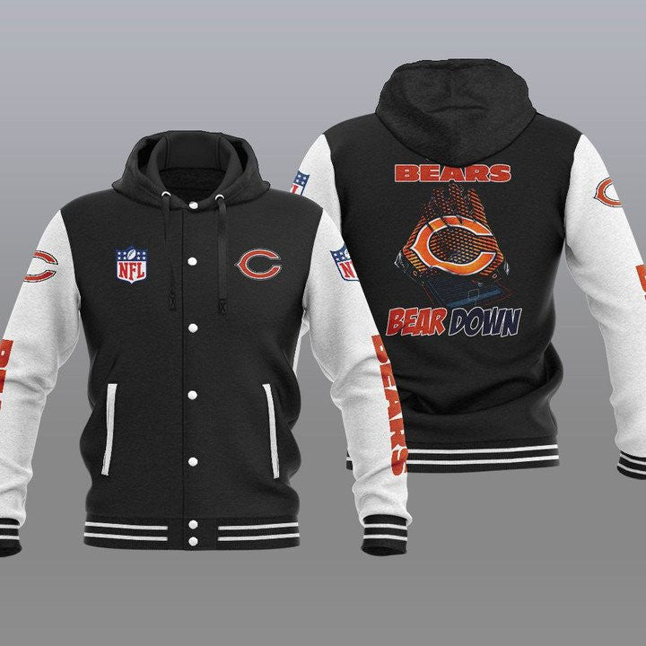 Chicago Bears Hooded Button Jacket with Hood 23